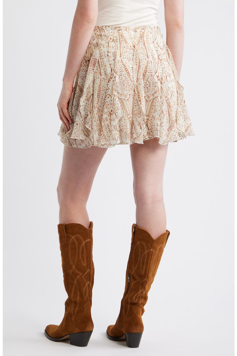 Vertical Ruffle Miniskirt, Alternate, color, IVORY- YELLOW ANTIQUE PAISLEY