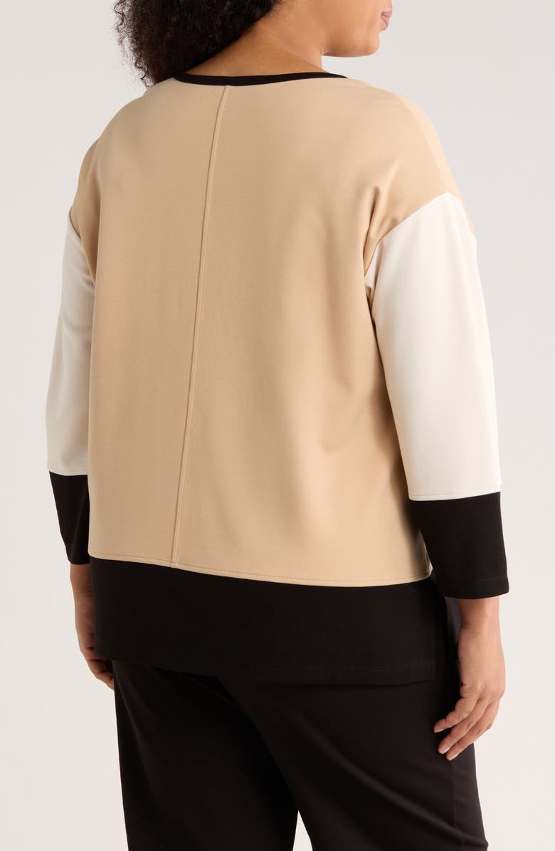 Jones New York Color Block Knit Top, Alternate, color, Caf Au Lait Multi