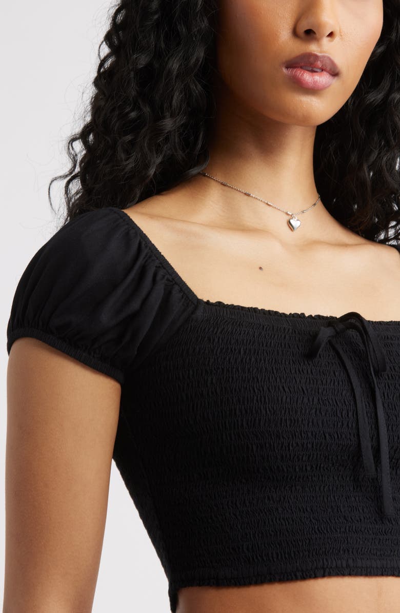 BP. Smocked Crop Top, Alternate, color, Black