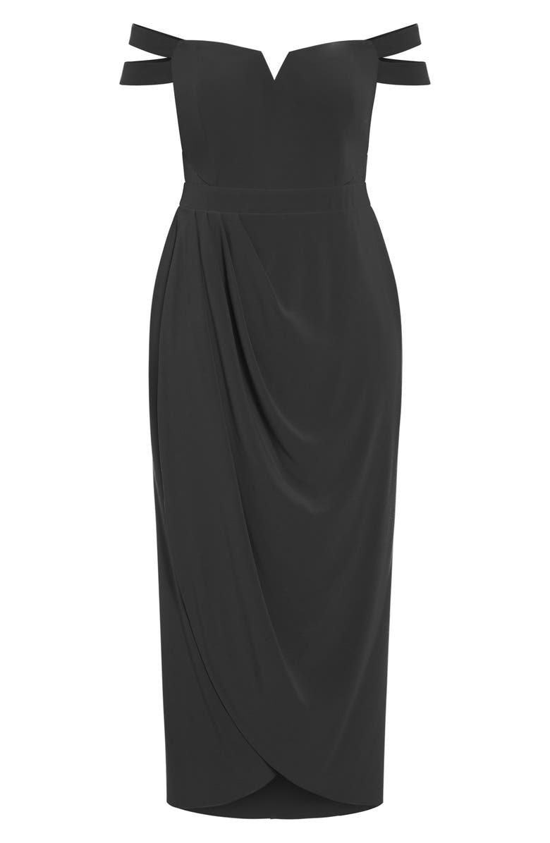 City Chic Rosa Off the Shoulder Midi Dress, Alternate, color, 