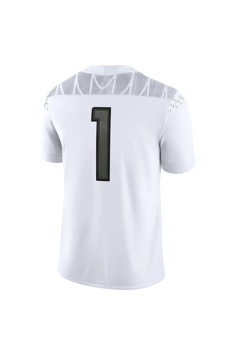 Men's Nike #1 White Oregon Ducks Game Jersey, Alternate, color, White