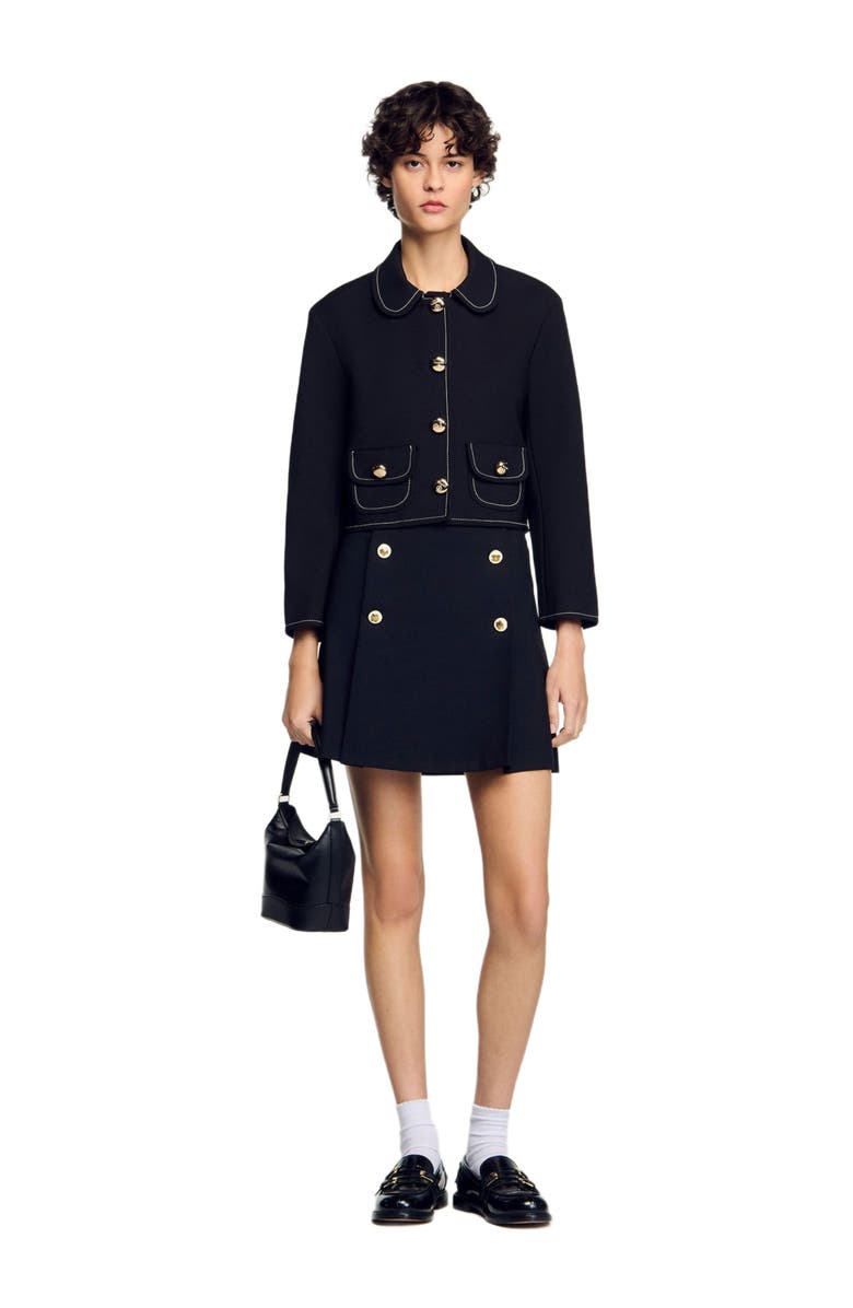 SANDRO Peter Pan collar cropped jacket, Alternate, color, 