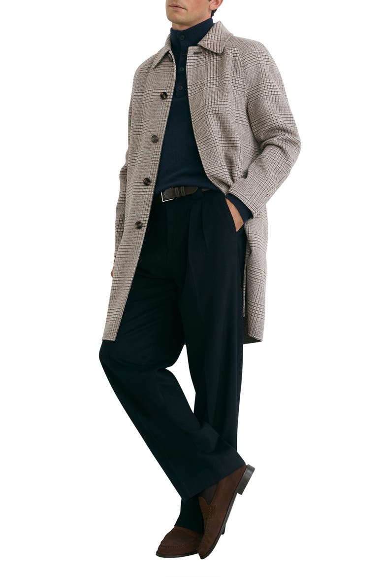 Morpeth Plaid Wool Blend Overcoat, Alternate, color, STONE CHECK