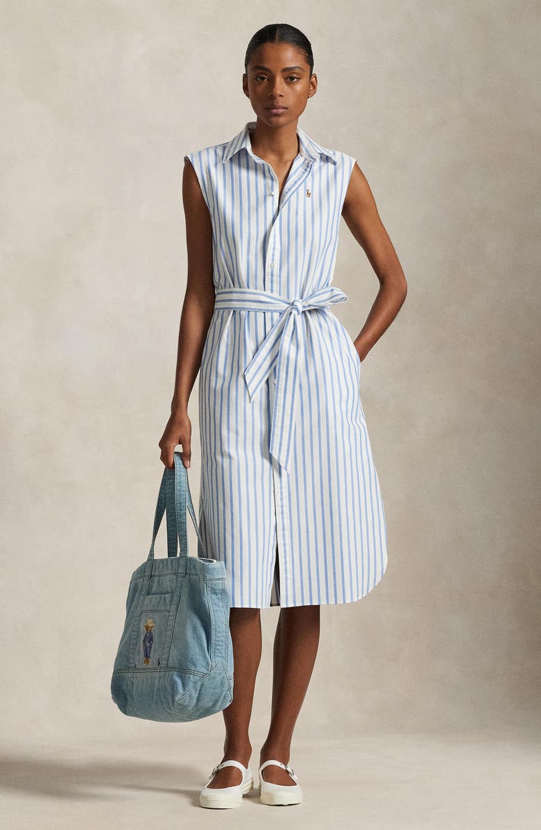 Polo Ralph Lauren Sleeveless Stripe Cotton Shirtdress, Alternate, color,