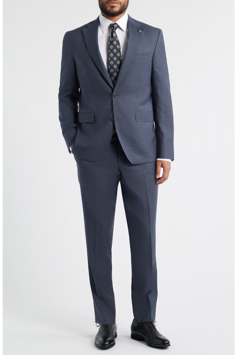 Esprit Navy Microchek Wool Suit, Main, color, NAVY