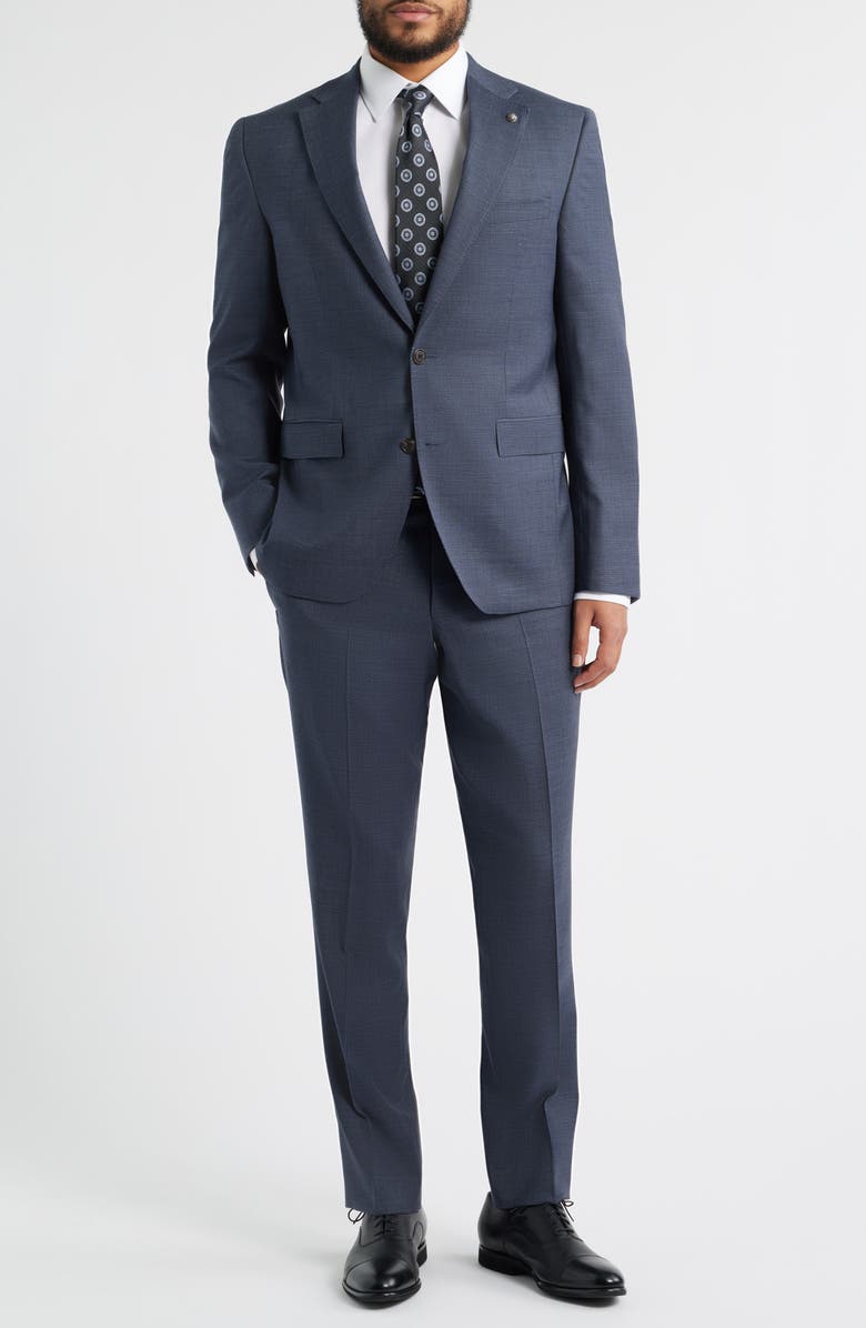 Jack Victor Esprit Navy Microchek Wool Suit, Main, color, Navy