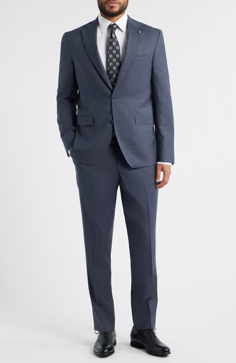 Esprit Navy Microchek Wool Suit