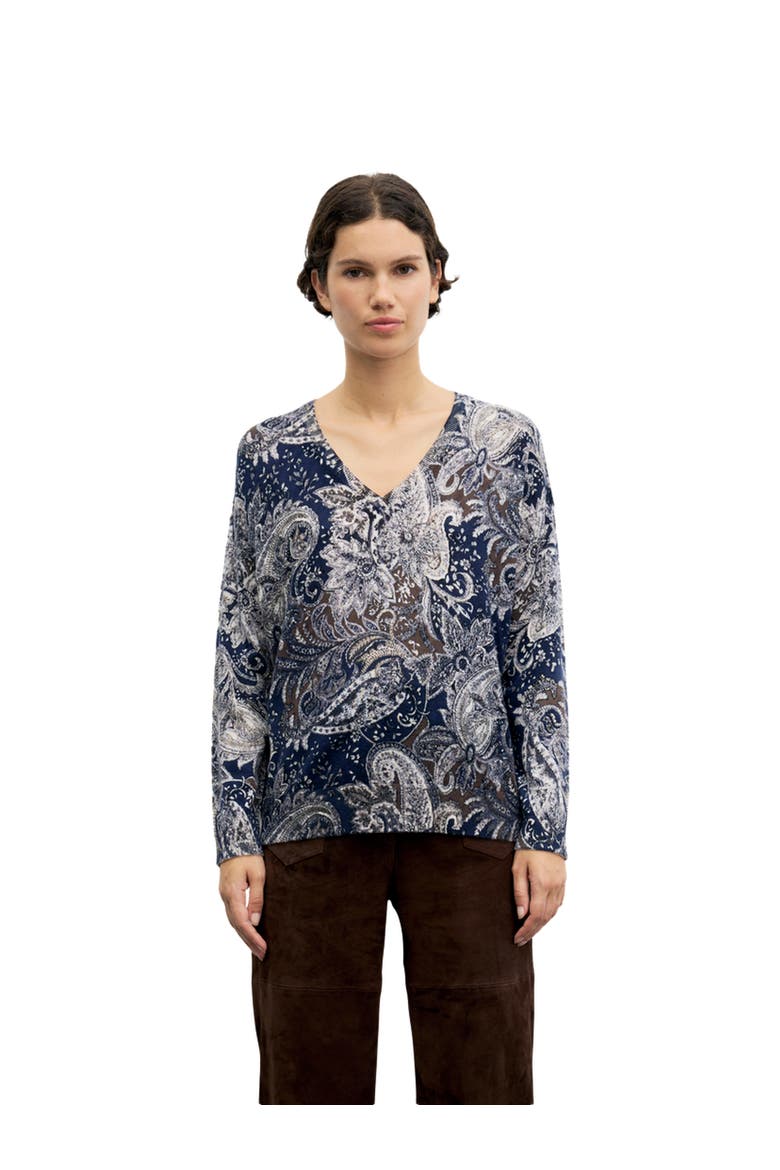 Rhea Long Sleeve V-Neck Sweater, Main, color, Navy Blue
