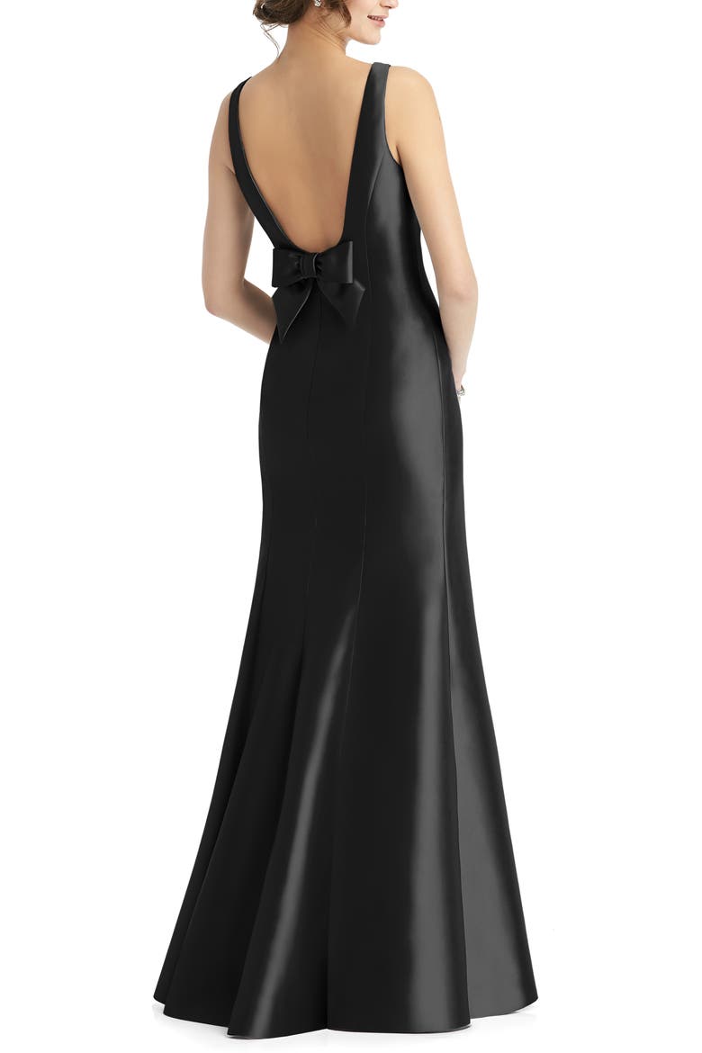 Bateau Neck Trumpet Gown, Alternate, color, BLACK