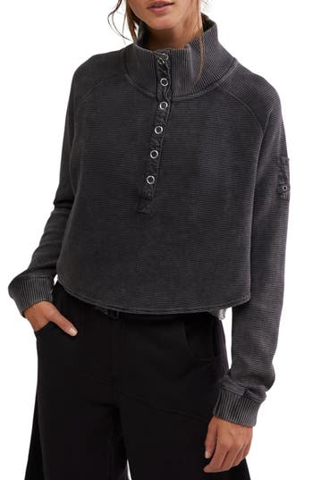 Free People Fp Movement So Fly Cotton Henley Top In Black