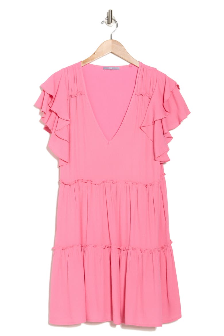 Eli Flutter Sleeve Tiered Dress, Alternate, color, CHATEAU ROSE