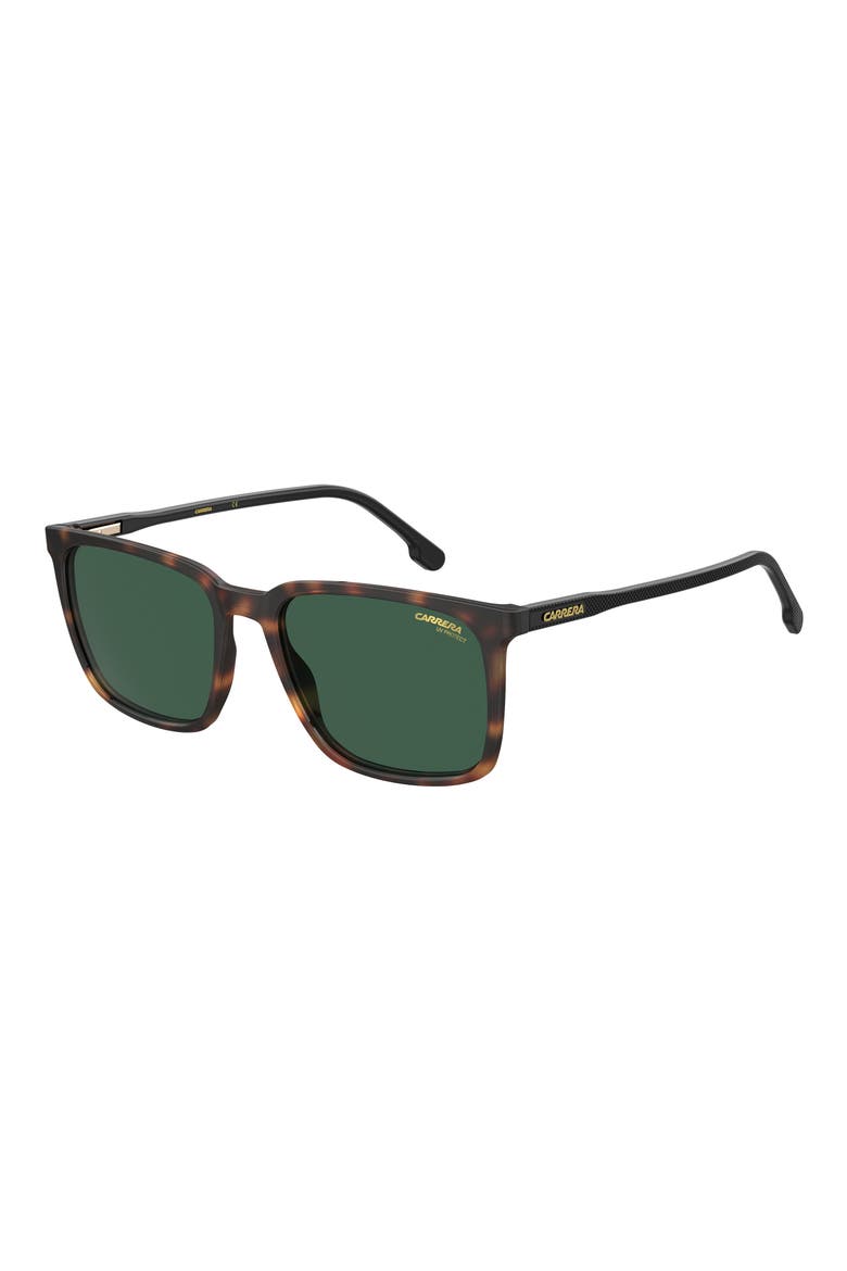 55mm Polarized Rectangle Sunglasses, Alternate, color, DARK HAVANA/ GREEN