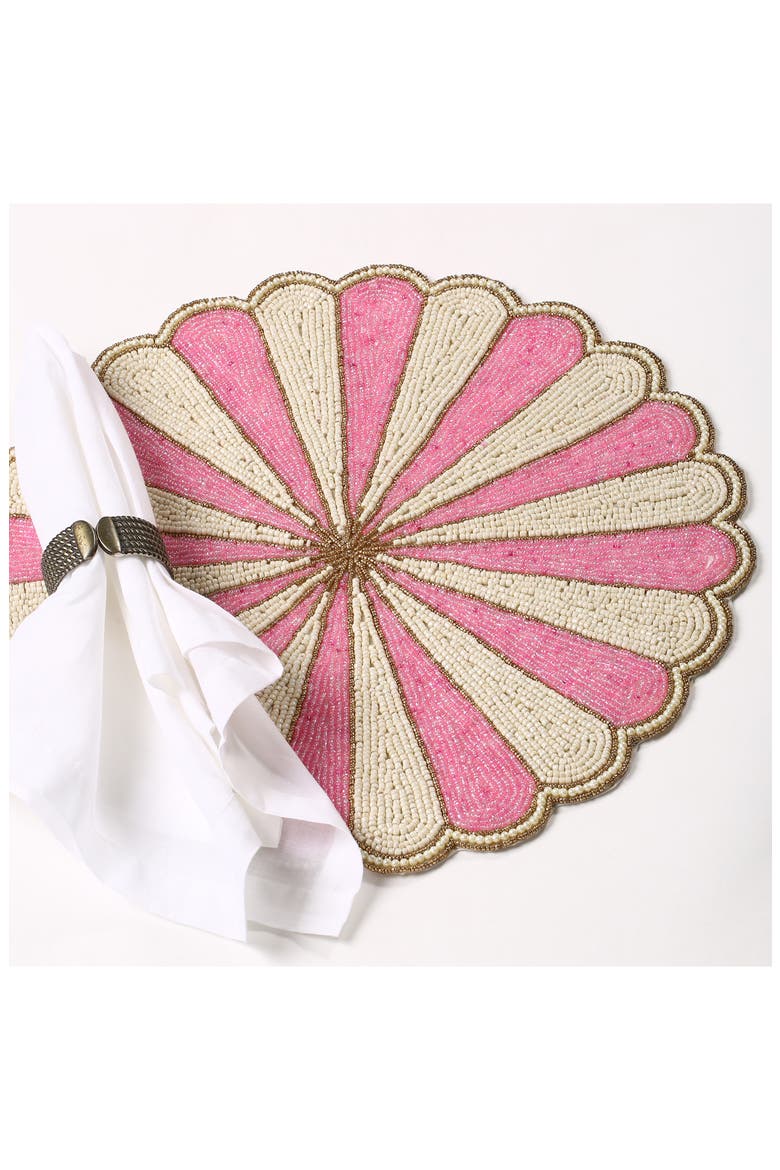 Scalloped Beaded Placemat, Alternate, color, PINK