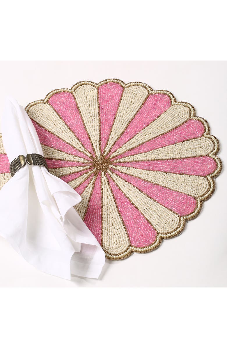 Tiramisu Scalloped Beaded Placemat, Alternate, color, Pink