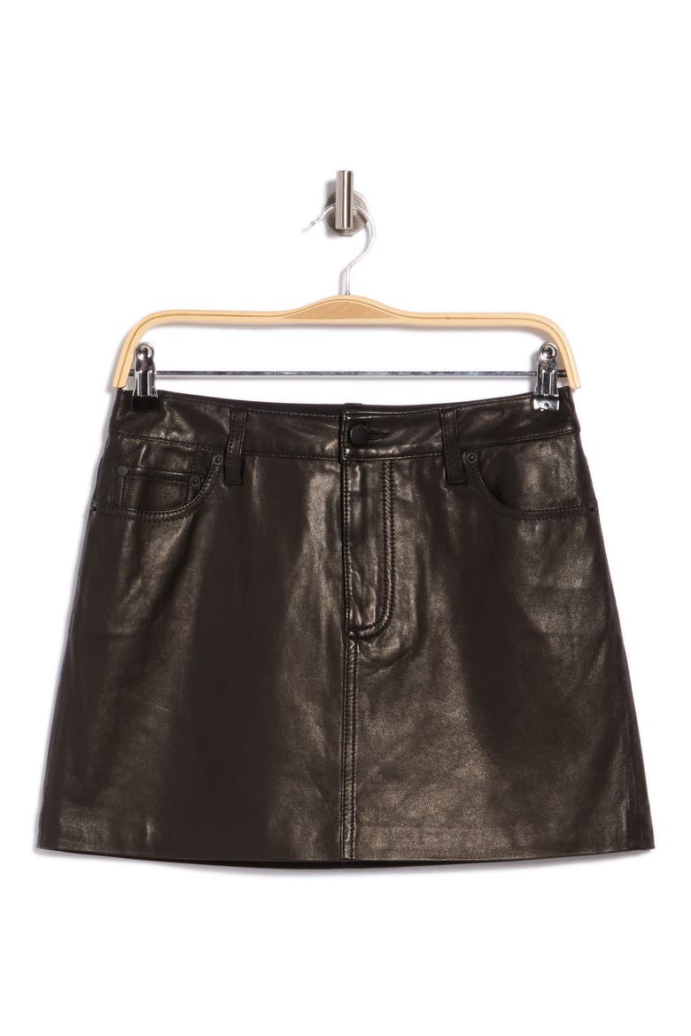 Joss Leather Miniskirt, Main, color, BLACK
