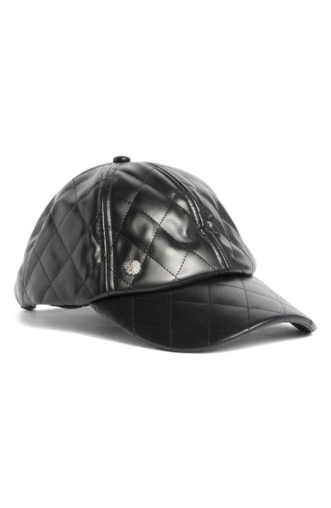Quilted Faux Leather Baseball Cap