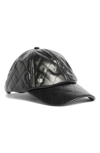 Vince Camuto Quilted Faux Leather Baseball Cap In Black