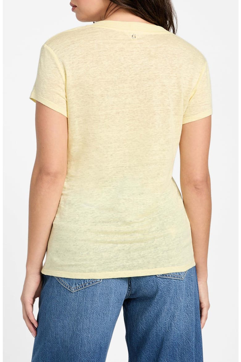Lindsey V-Neck Linen T-Shirt, Alternate, color, COTTON YELLOW
