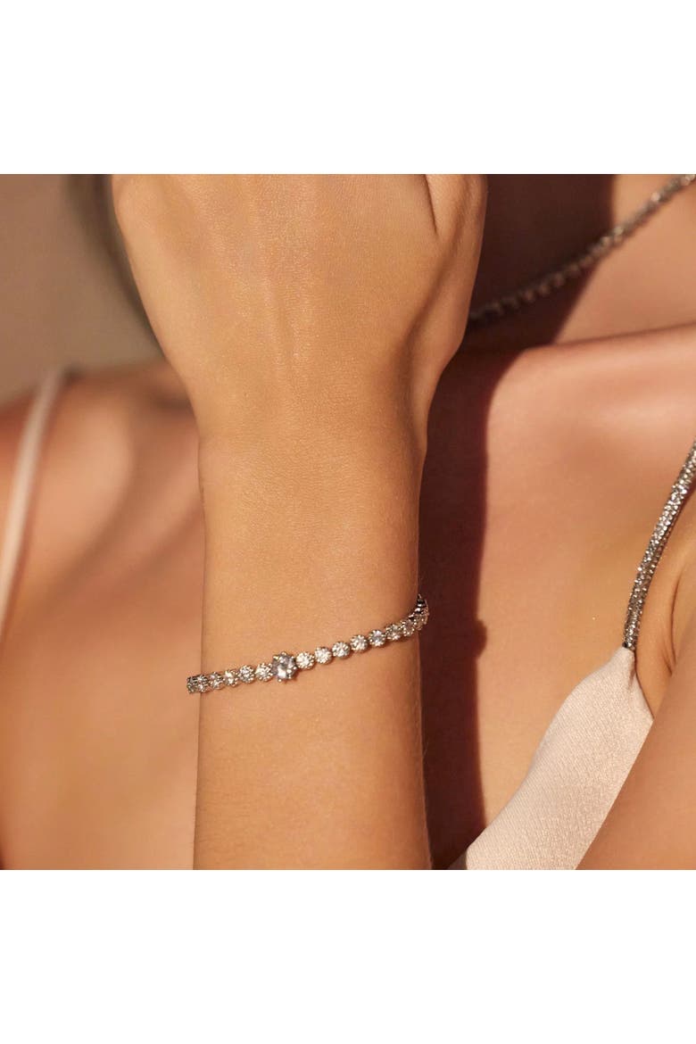 Celeste Tennis Necklace, Bracelet & Earring Set Dainty Jewelry, Alternate, color, Silver