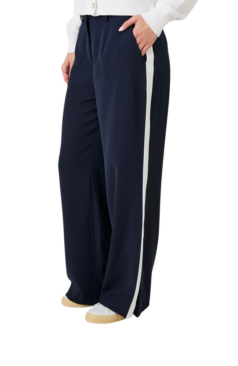 French Connection Stripe Side Pants, Alternate, color, Navy Pinstripe/White