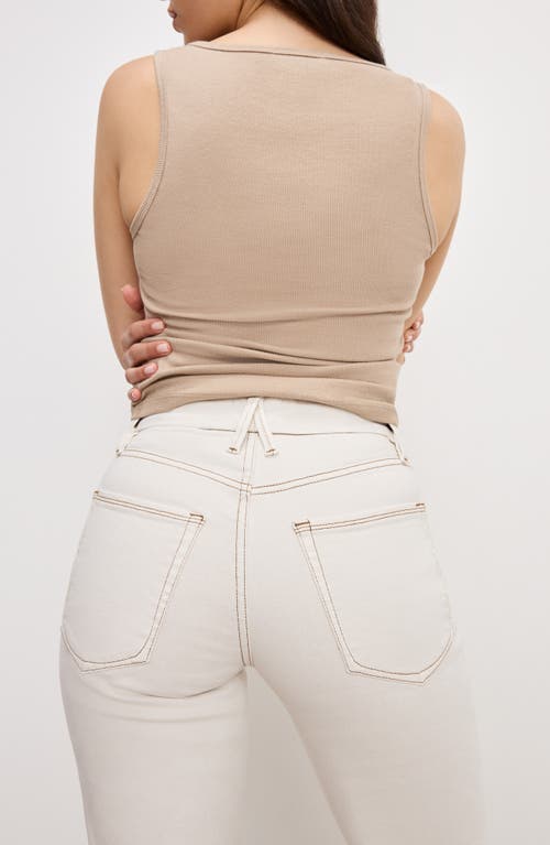 Good American Good Boy Split Hem Straight Leg Jeans