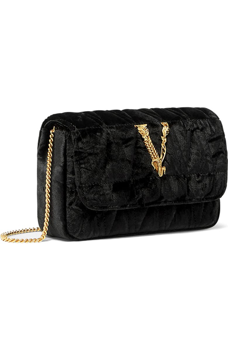 Versace Mini Virtus Quilted Velvet Evening Bag, Alternate, color,