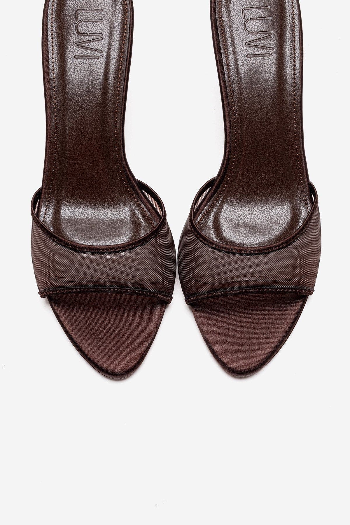 Prologue Shoes Monroe Stiletto Mesh Sandal, Alternate, color, Brown