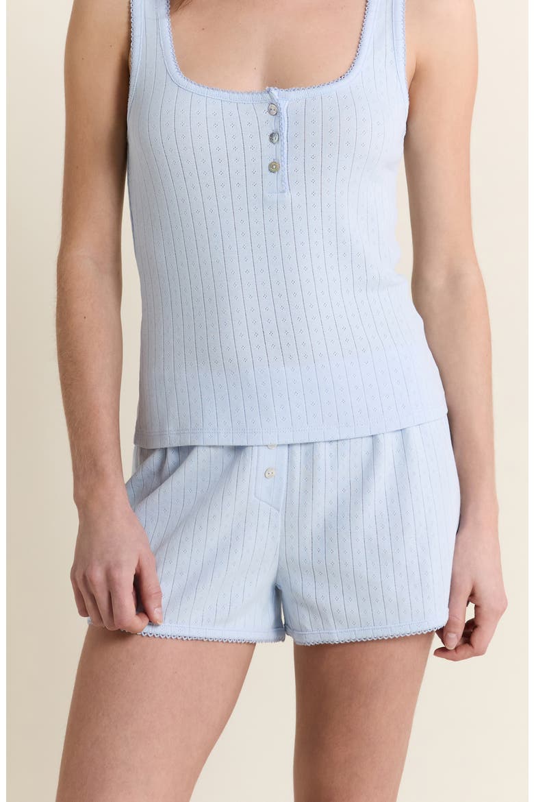 Katell Pointelle Cotton Pajama Shorts, Alternate, color, AZURE BLUE