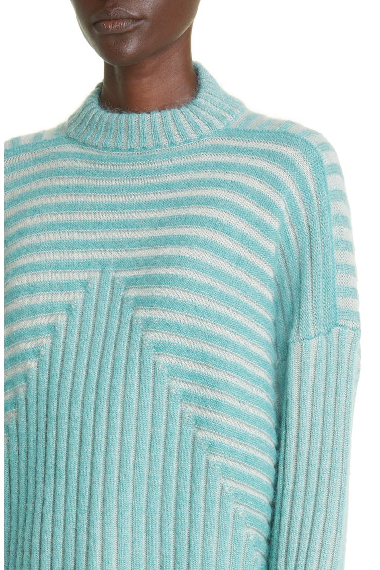 Stripe Wool & Mohair Blend Sweater, Alternate, color, AQUA PEARL