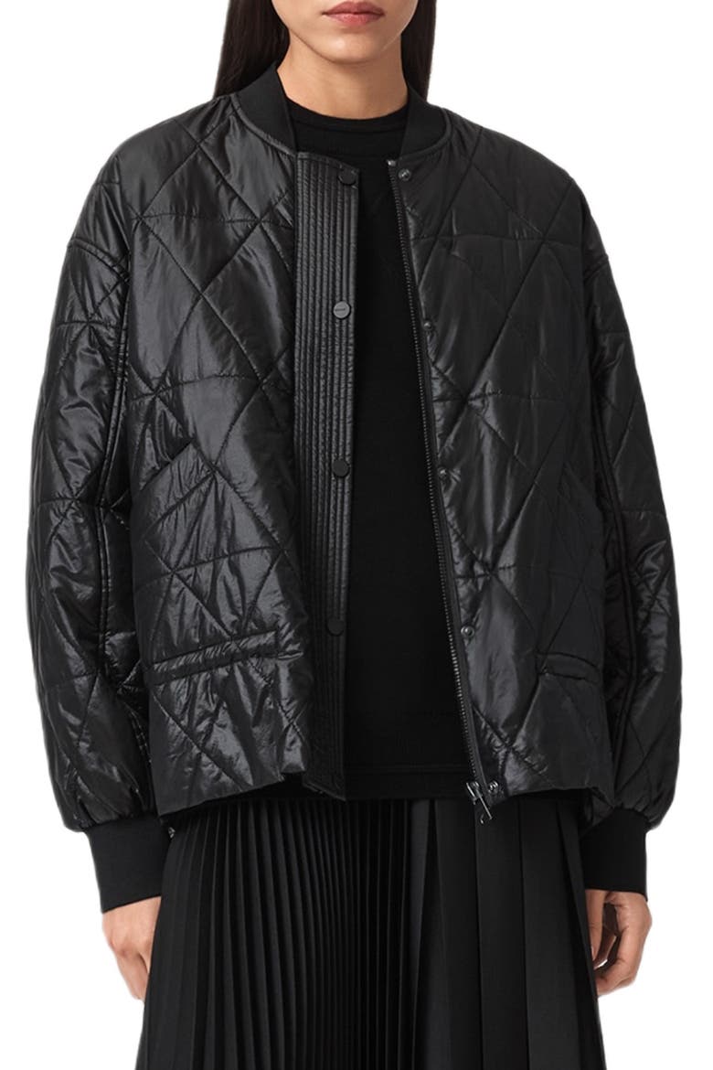 Alii Quilted Bomber Jacket, Main, color, BLACK