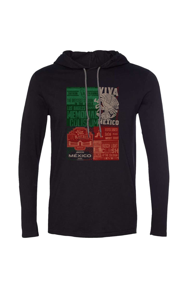 CHECKERED FLAG Men's Checkered Flag Sports Black 2024 Clash at the Coliseum Mexico Series Long Sleeve Hoodie T-Shirt, Alternate, color,