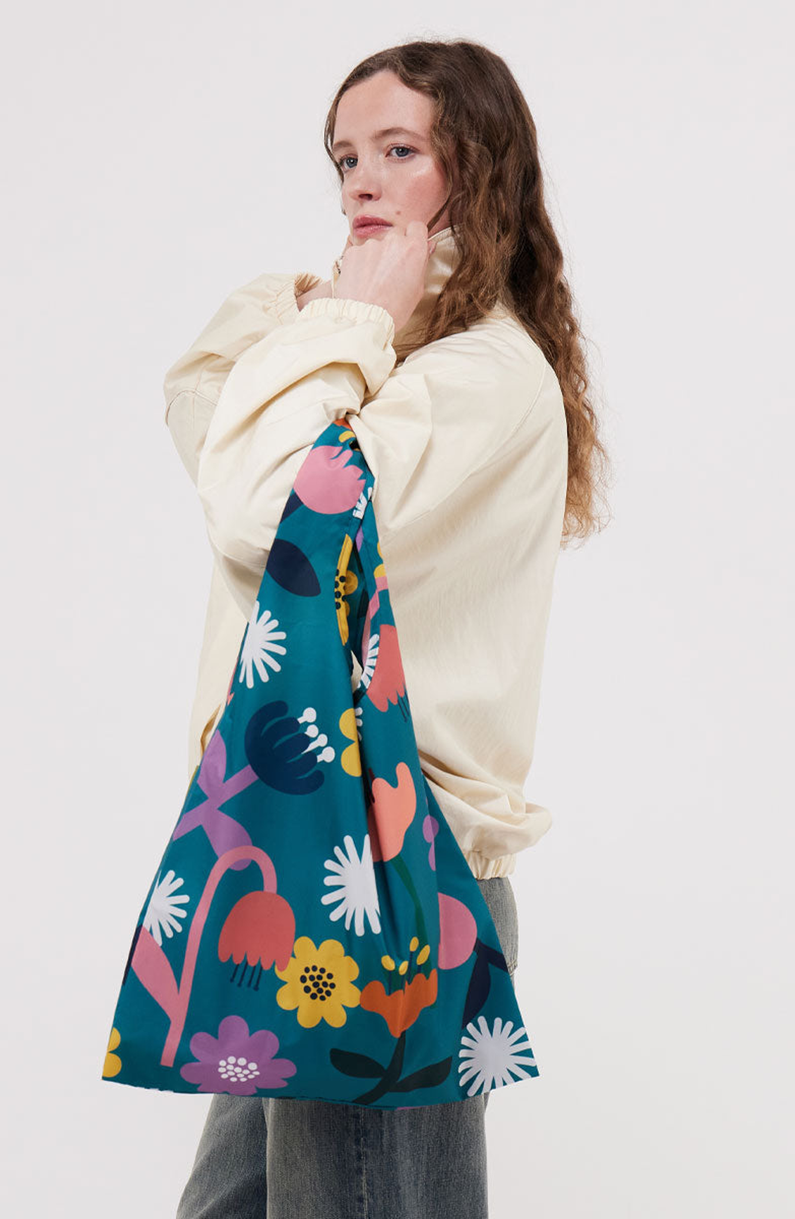 The Extra Bag, Alternate, color, Teal Floral