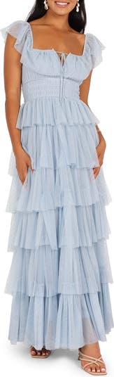 パーティードレス Faille and Swiss Dot Tulle Dress Petal & Pup Belle Swiss Dot Tulle Tiered Maxi Dress | Nordstrom