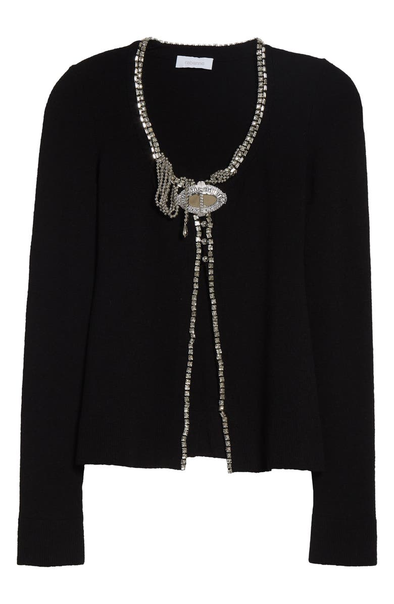 Rabanne Embellished Cutaway Cardigan, Main, color, Black