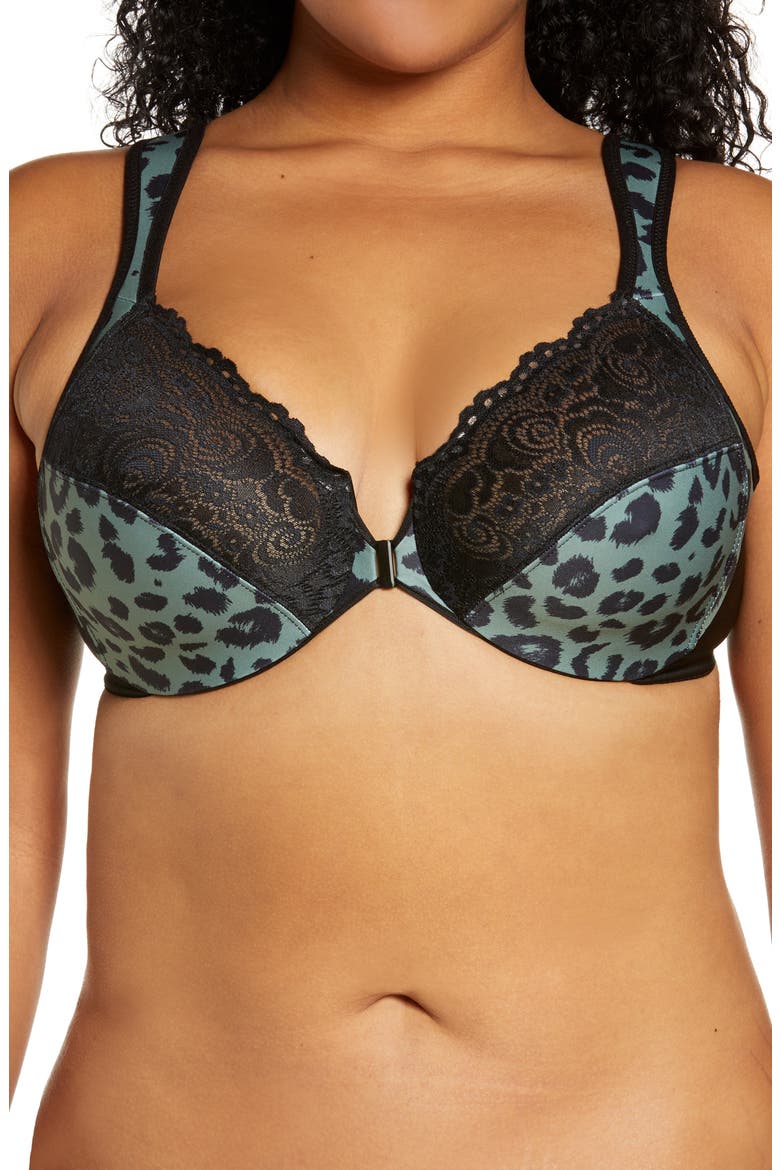 WonderWire® Front Close Underwire Bra, Main, color, CENTENNIAL LEOPARD
