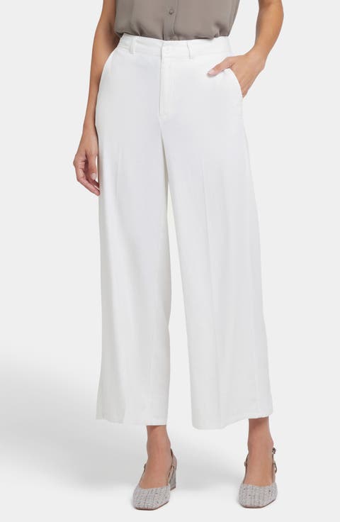 Morgan Stretch Linen Wide Leg Ankle Pants