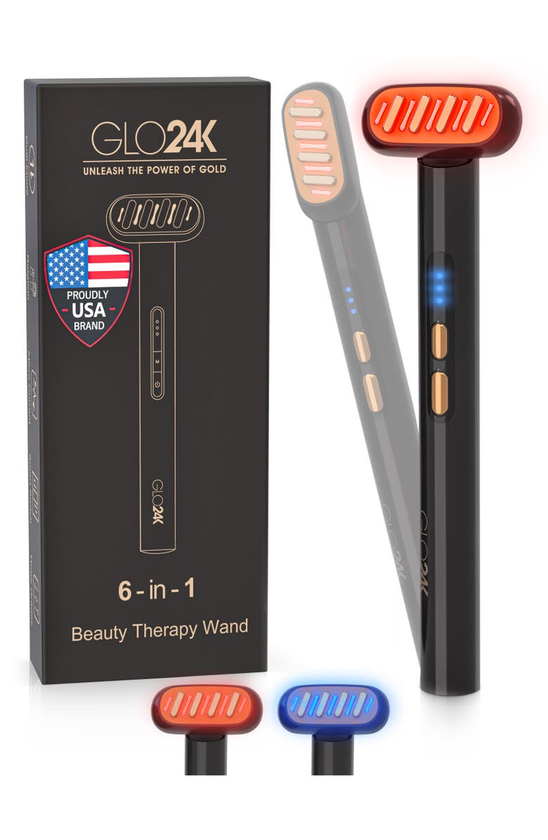 GLO24K UNLEASH THE POWER OF GOLD 6-IN-1 Beauty Therapy Wand for the Face, Eyes & Neck, Main, color, Na