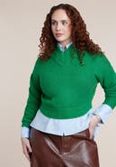 ELOQUII V Neck Cropped Sweater