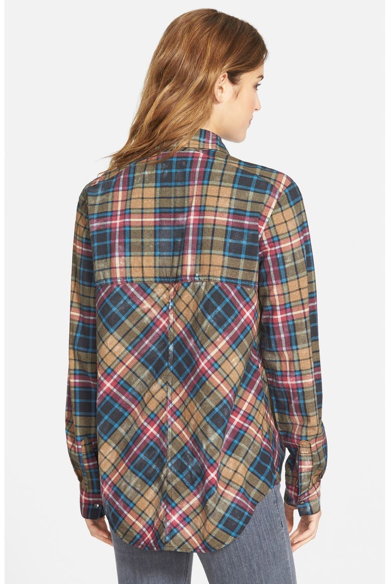 Stitch Detail Plaid Shirt (Nordstrom Exclusive), Alternate, color, BLACK COMBO