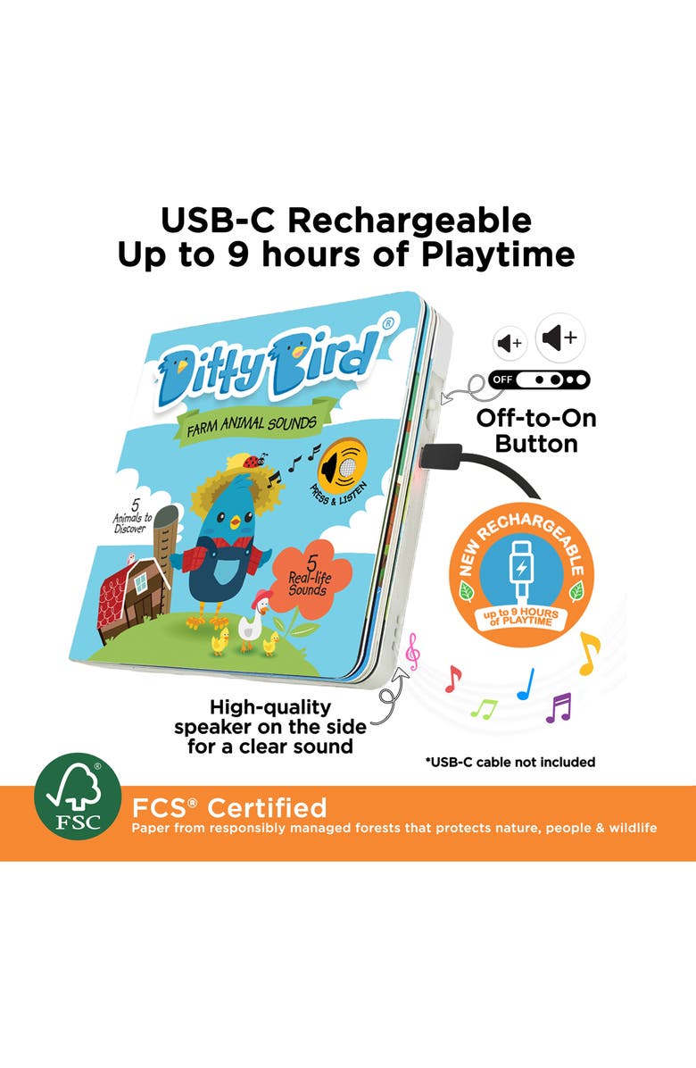 Ditty Bird Kids' Interactive Farm Animal Sound Book, Alternate, color, Blue