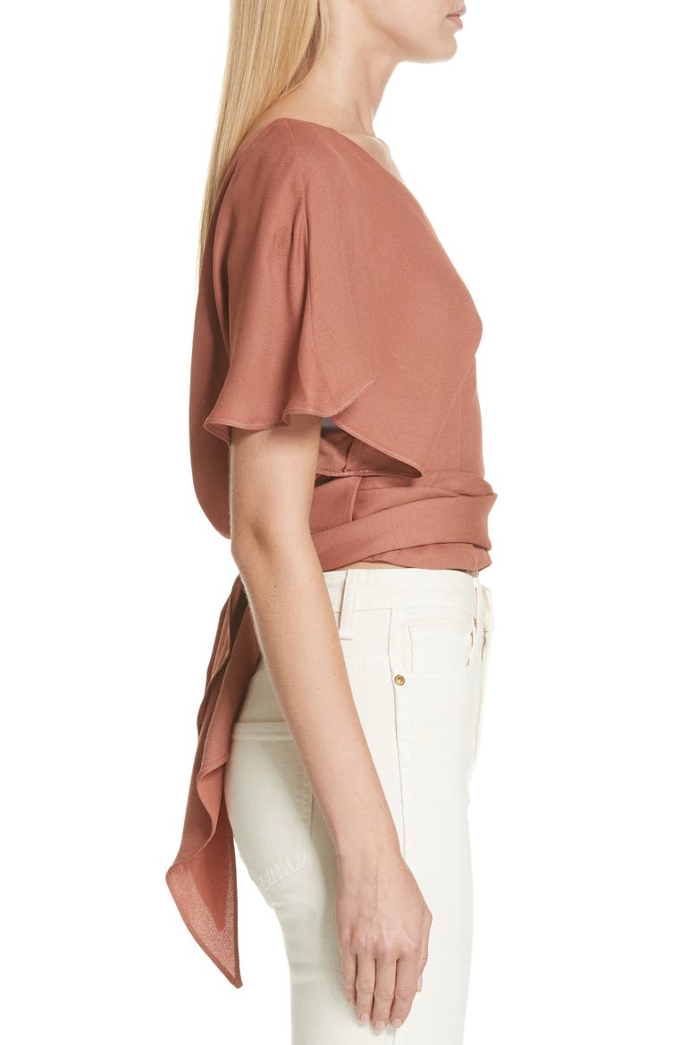 Dalil Wrap Top, Alternate, color, TERRACOTTA