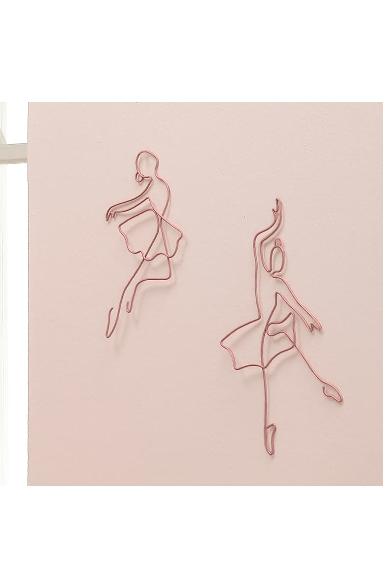 Lambs & Ivy Ballerina Baby 2-Piece Ballet Dancers Wire Wall Decor, Alternate, color, Pink