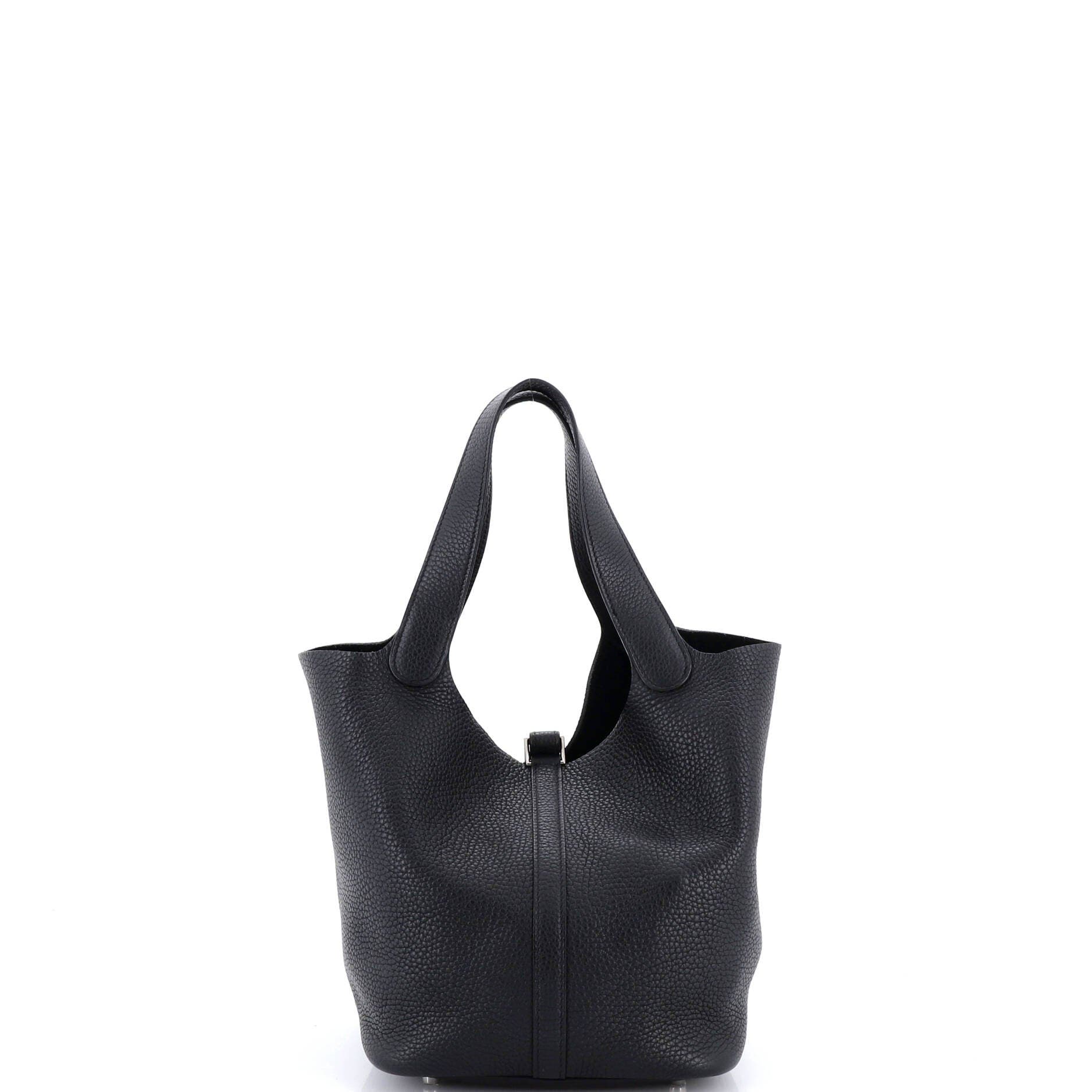 Pre-Owned Hermes Picotin Lock Bag Clemence MM, Alternate, color, Noir