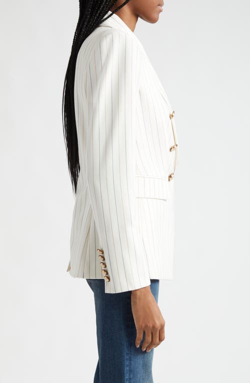 Veronica Beard Miller Stripe Wool Blend Dickey Jacket In Dove Multi