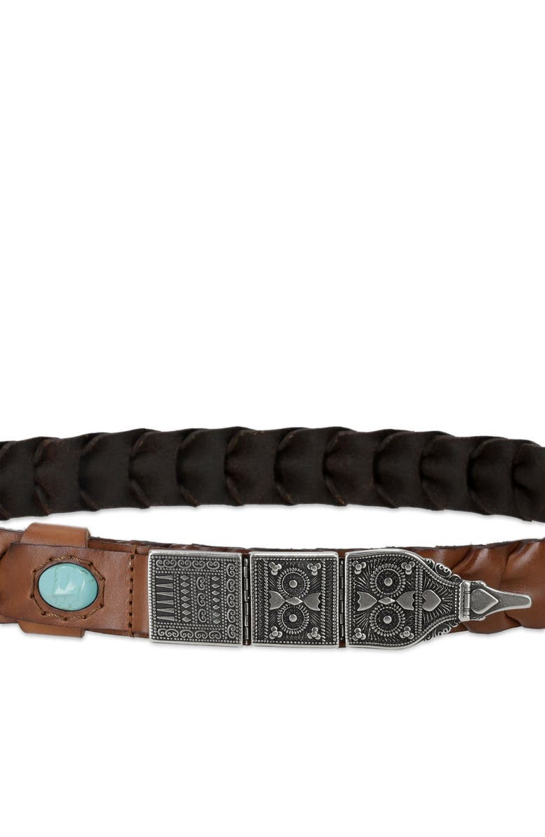 Fortela Tess Woven Leather Belt, Alternate, color, Brown