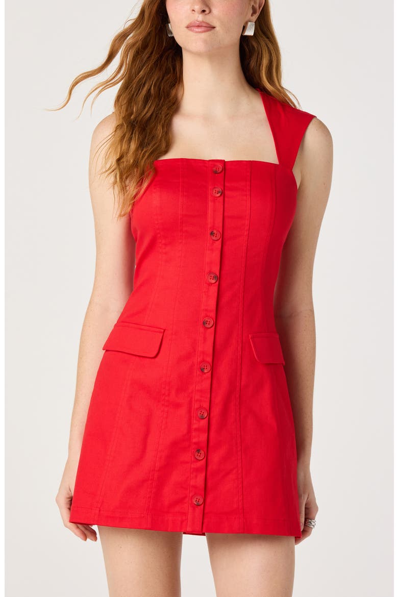 button front cotton dress Crinkle Cotton Button-Front Midi Dress