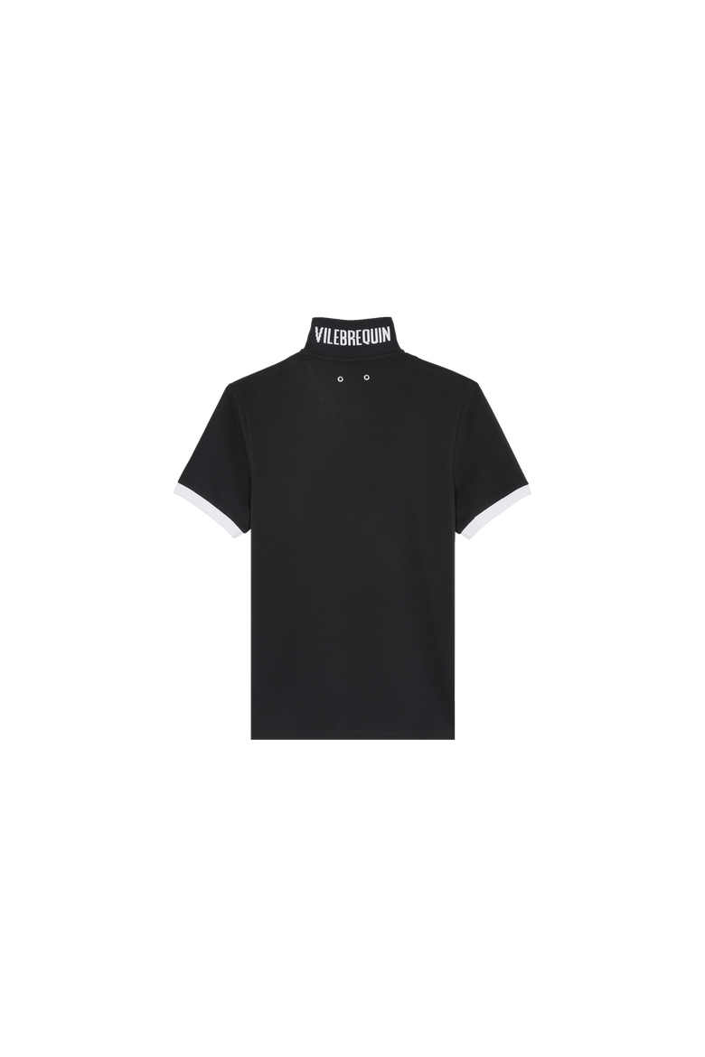 Men's Solid Cotton Polo, Alternate, color, NOIR