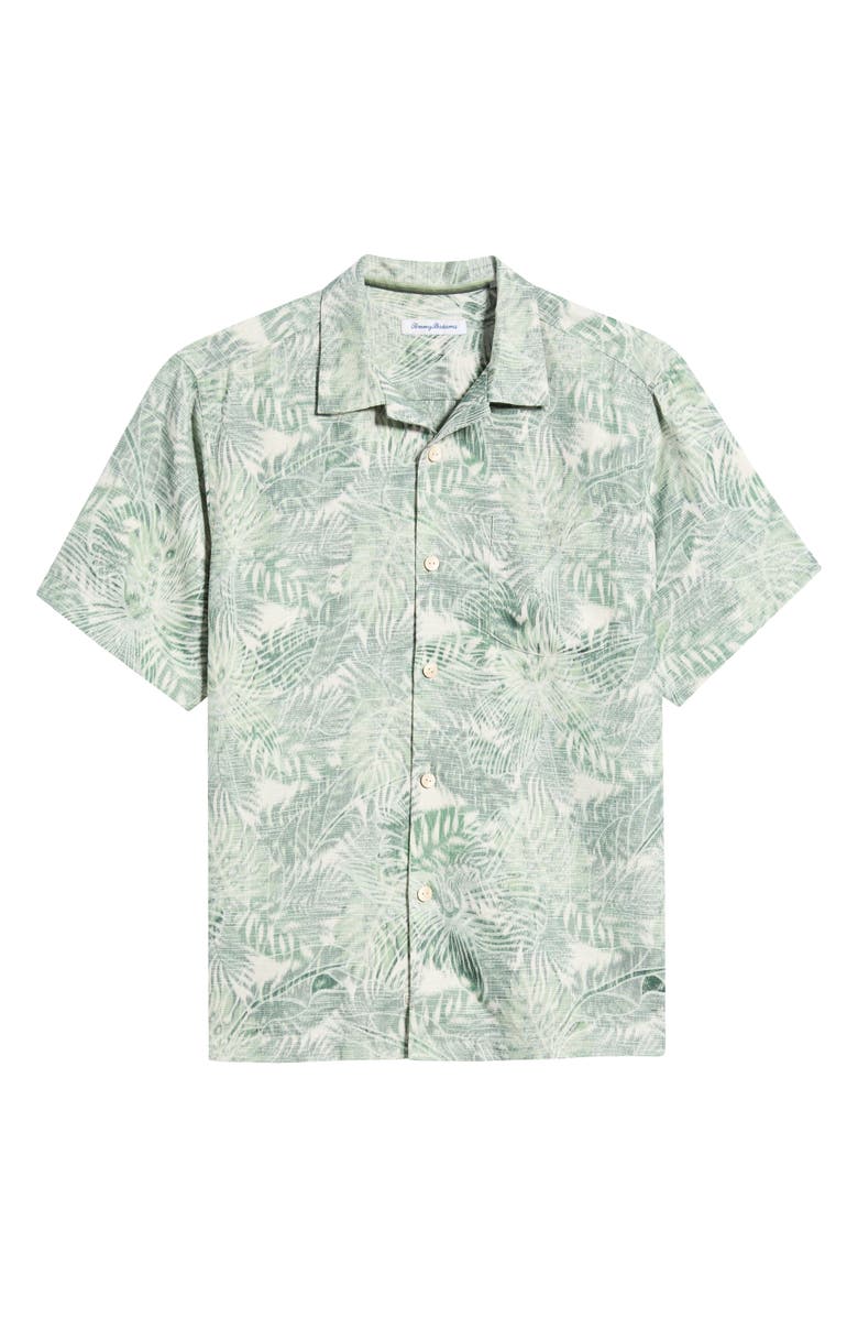 Tommy Bahama Frond Vision Jacquard Camp Shirt, Main, color, Elm