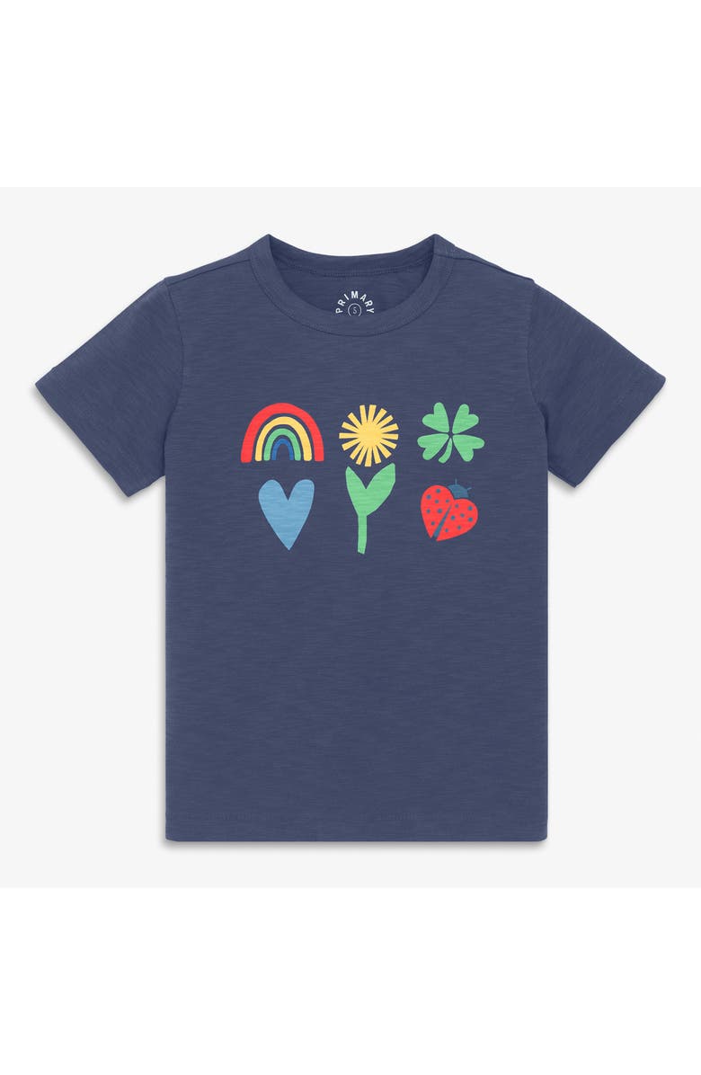 Primary Kids Good Luck Charms Tee, Main, color, Sunwashed Navy Lucky Things