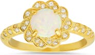 Queen Jewels Sterling Silver Opal & CZ Flower Ring